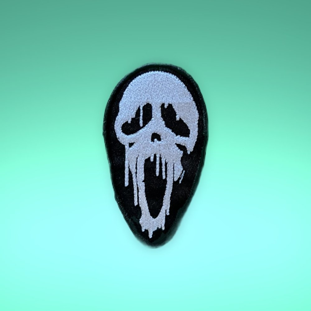 Father Time melting mask patch Scream Scary Movie Movies white Halloween mask